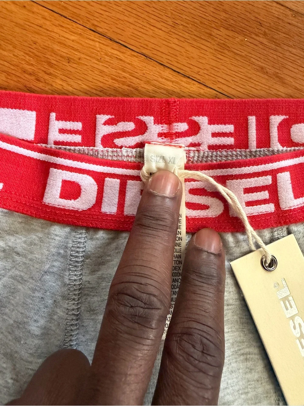 Diesel Gray Boxer Briefs with Red Logo Waistband